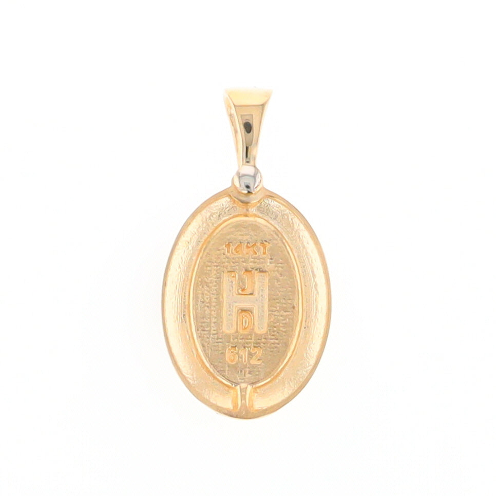 Gold Quartz Necklace Oval Inlaid Pendant with a .02ct Diamond