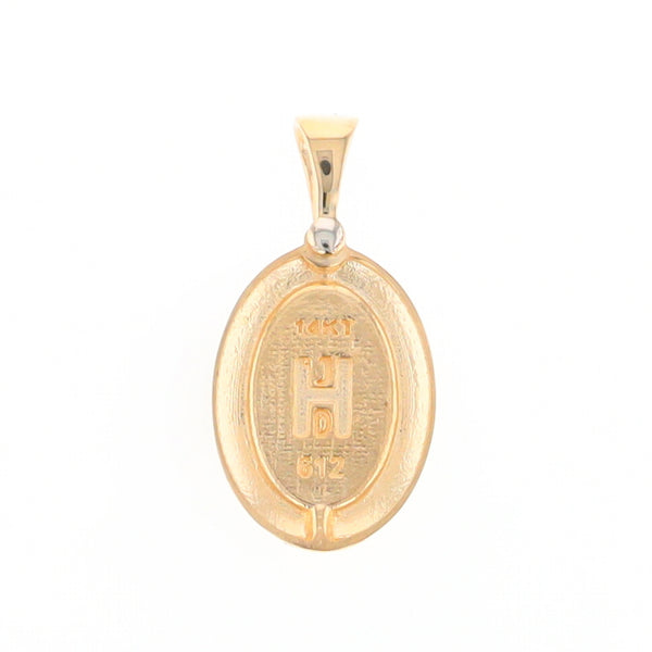 Gold Quartz Necklace Oval Inlaid Pendant with a .02ct Diamond