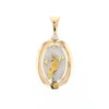 Gold Quartz Necklace Oval Inlaid Pendant with a .02ct Diamond