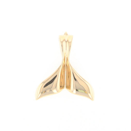 Whale Tail Necklaces Gold Quartz Double Sided Inlaid Sea Life Pendant