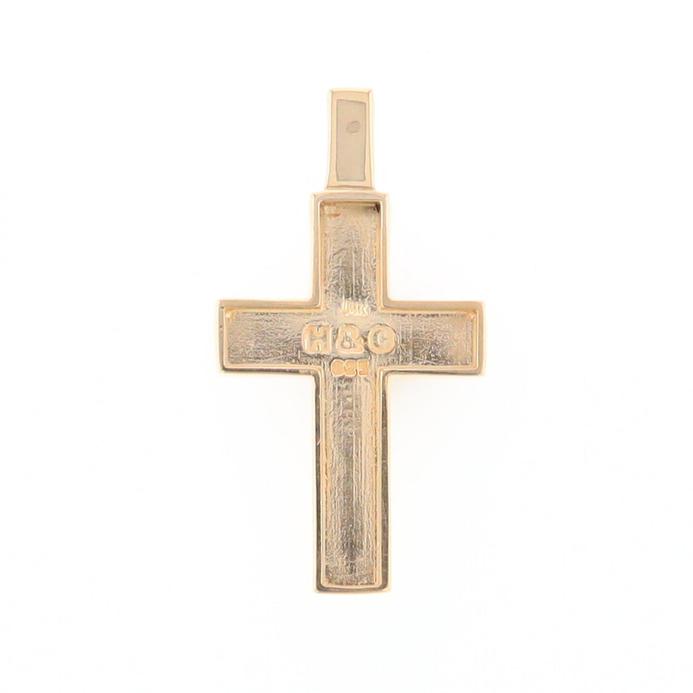 Gold Quartz Pendant Cross Design 3 Section Inlaid Pendant