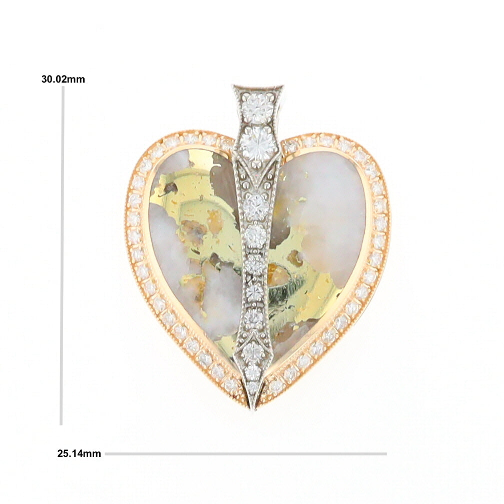 Gold Quartz Necklace Cupid's Revenge .93ctw Diamonds Heart Pendant G2