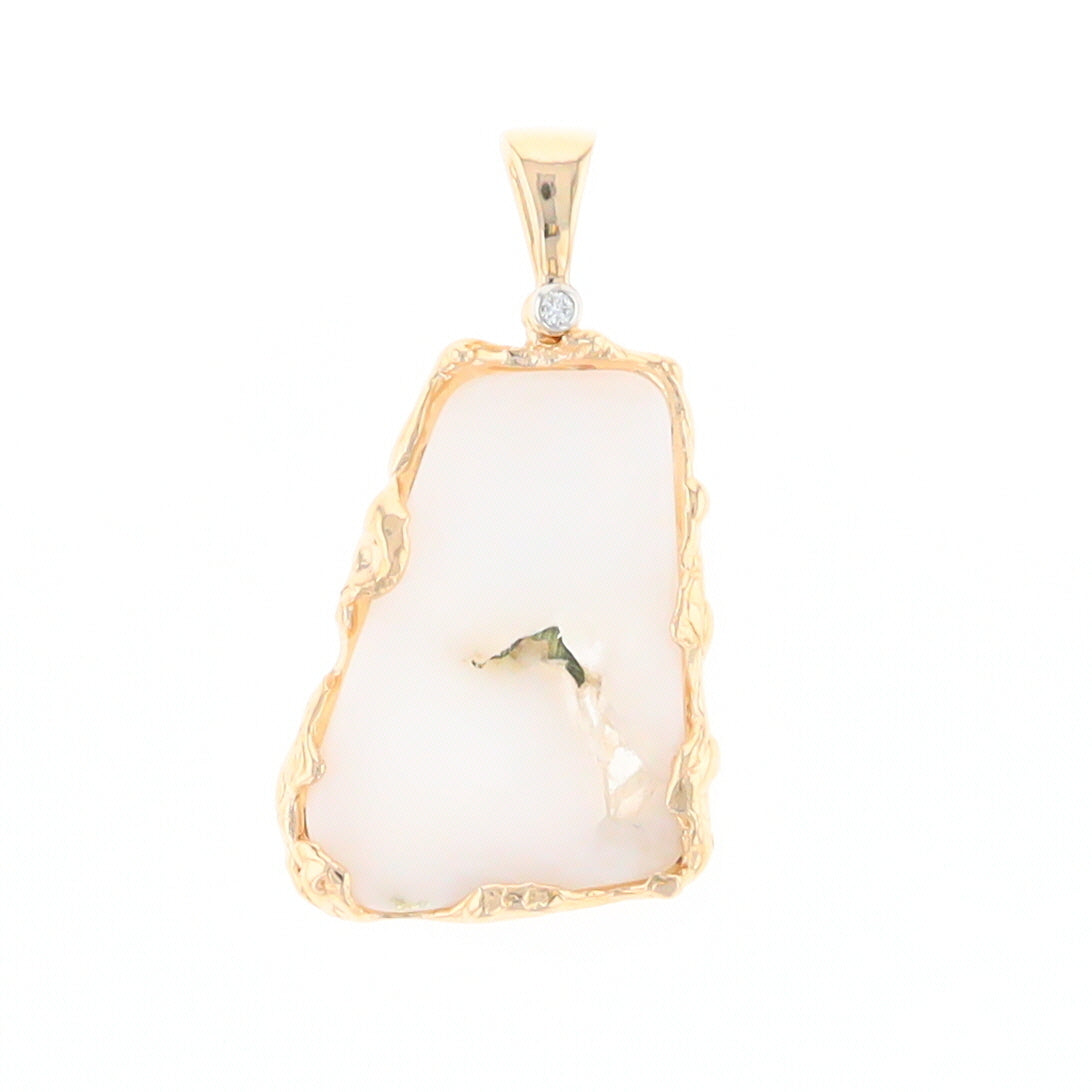 Gold Quartz Necklace Free Form Pendant Natural Gold Quartz