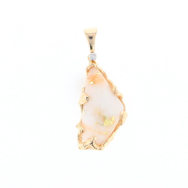 Gold Quartz Freeform Pendant