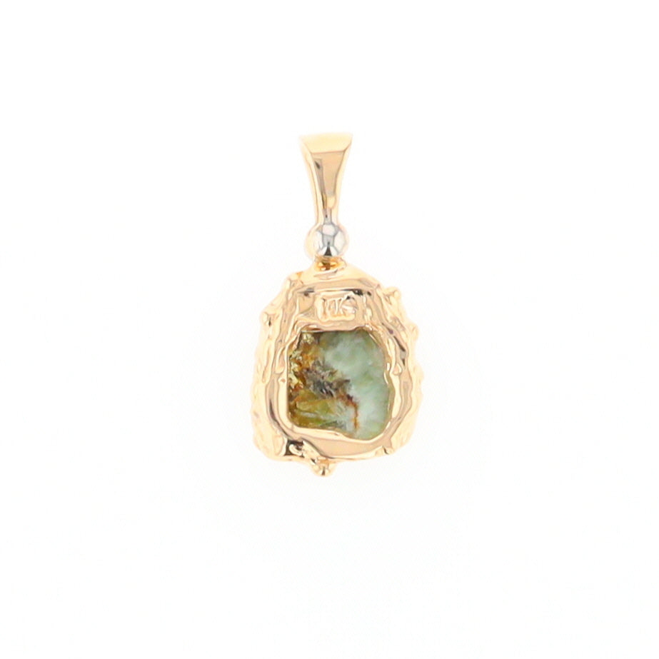 Serpentine & Gold Quartz Freeform Pendant
