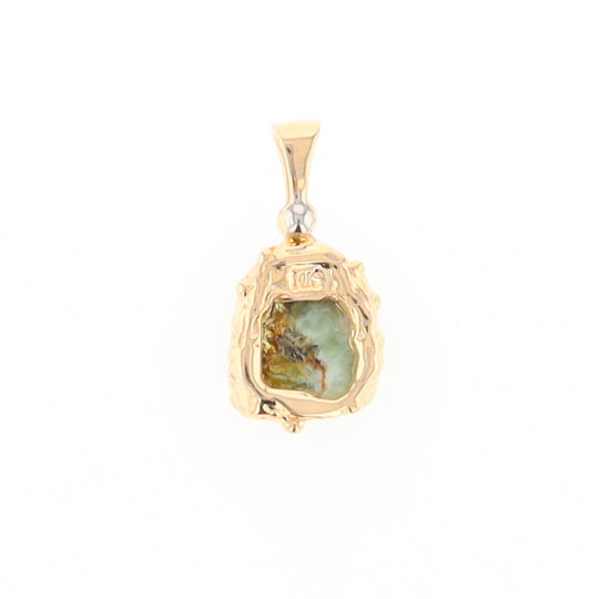 Serpentine & Gold Quartz Freeform Pendant