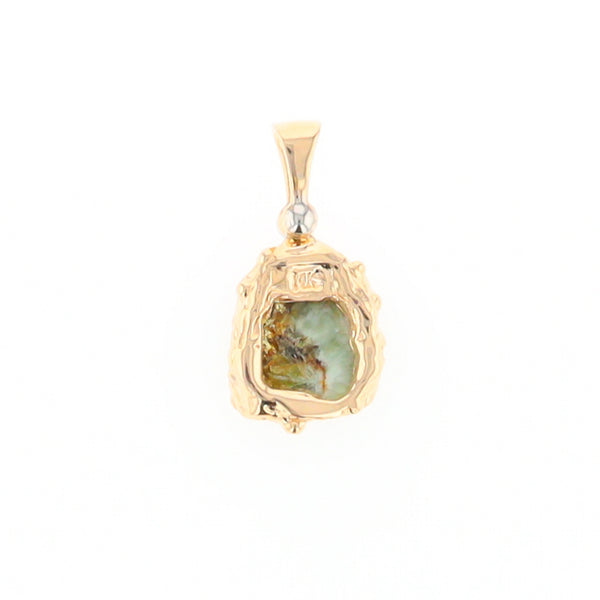 Serpentine & Gold Quartz Freeform Pendant