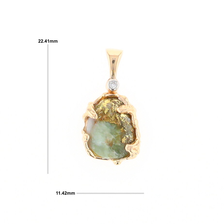Serpentine & Gold Quartz Freeform Pendant