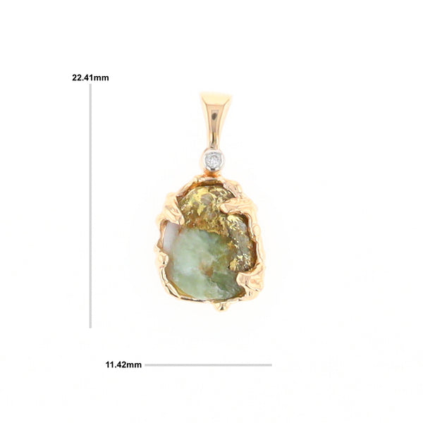 Serpentine & Gold Quartz Freeform Pendant