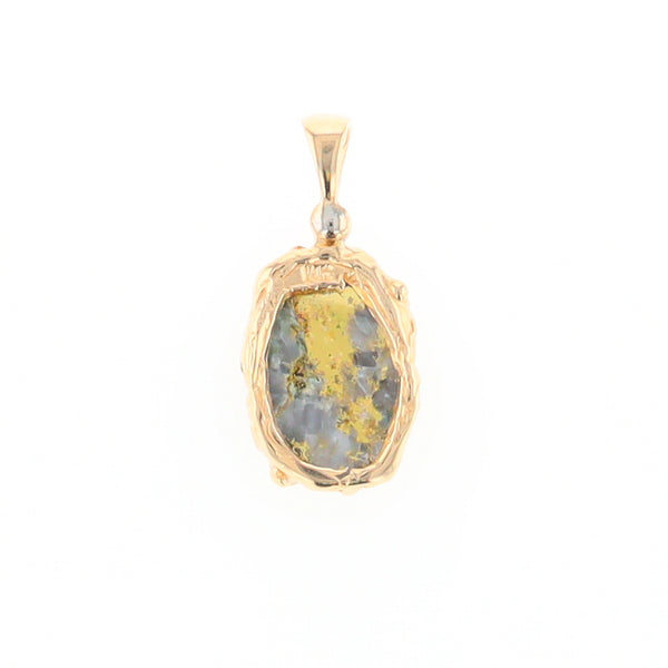 Serpentine & Gold Quartz Freeform Pendant