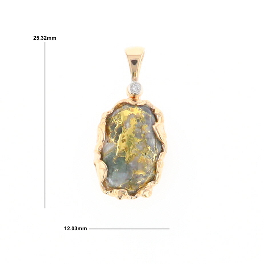 Serpentine & Gold Quartz Freeform Pendant