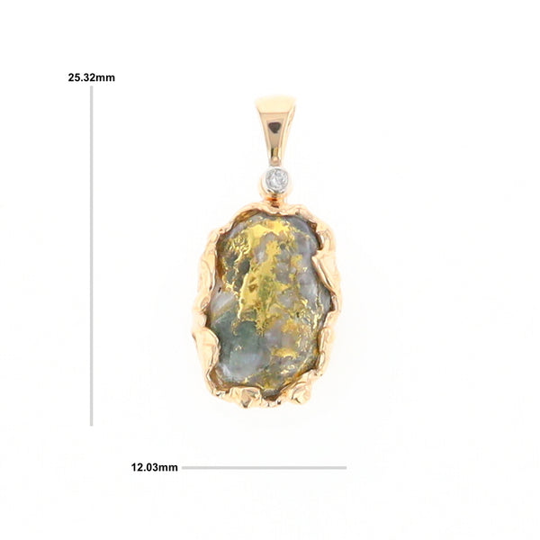 Serpentine & Gold Quartz Freeform Pendant