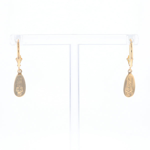 Gold Quartz Earrings Tear Drop Inlaid Lever Backs