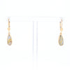 Gold Quartz Earrings Tear Drop Inlaid Lever Backs