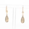 Gold Quartz Earrings Tear Drop Inlaid Lever Backs