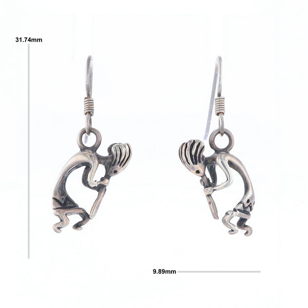 Silver Kokopelli Dangle Earrings