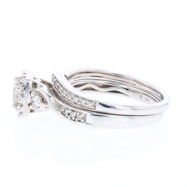 Diamond Wedding Set with Matching Shadow Band