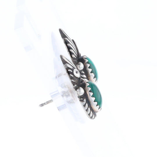 Malachite Feather Stud Earrings