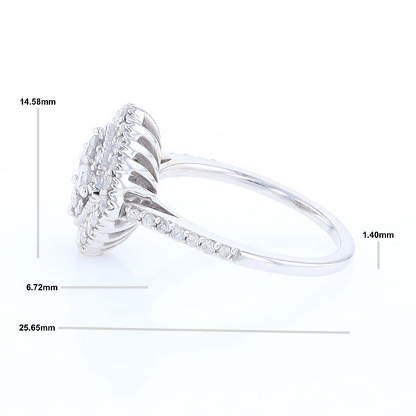 Square Diamond Cluster Milgrain Ring White Gold