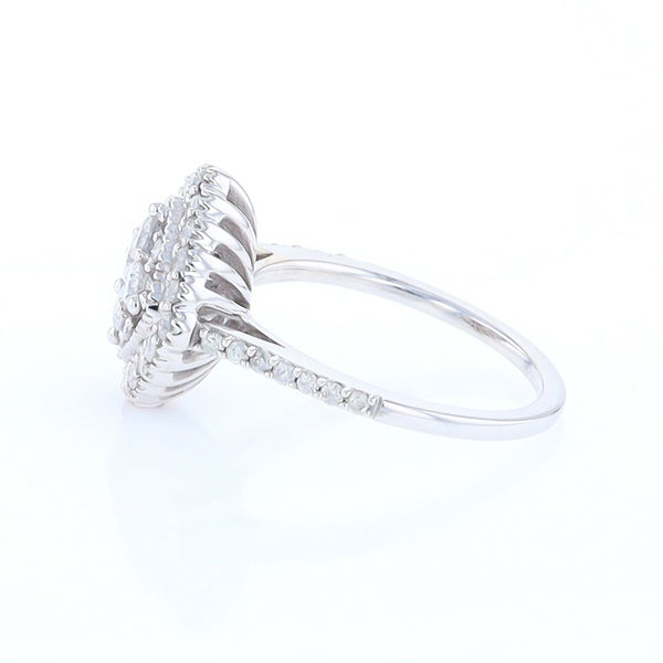 Square Diamond Cluster Milgrain Ring White Gold