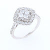 Square Diamond Cluster Milgrain Ring White Gold