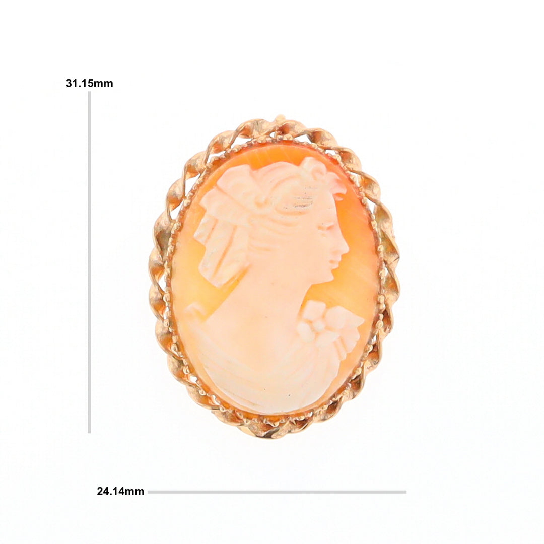 Vintage Oval  Shell Cameo Pin