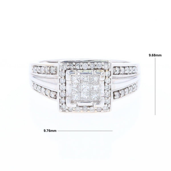 Square Halo Invisible Set Princess Cut Diamond Ring