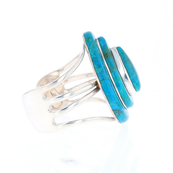 3-Layer Turquoise Raindrop Sterling Silver Cuff