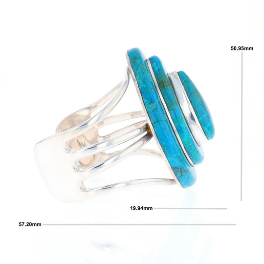 3-Layer Turquoise Raindrop Sterling Silver Cuff