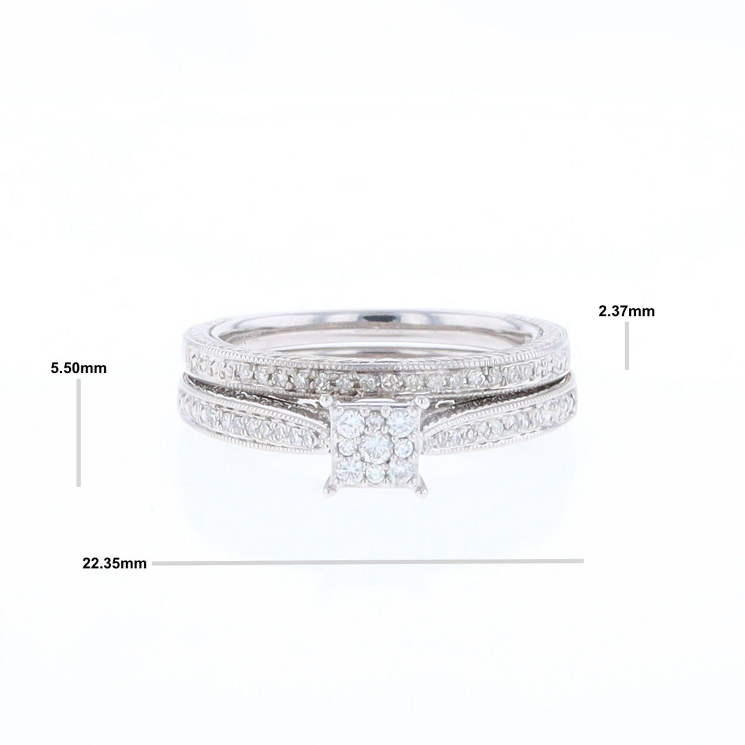 Fancy Engraved Diamond Wedding Set