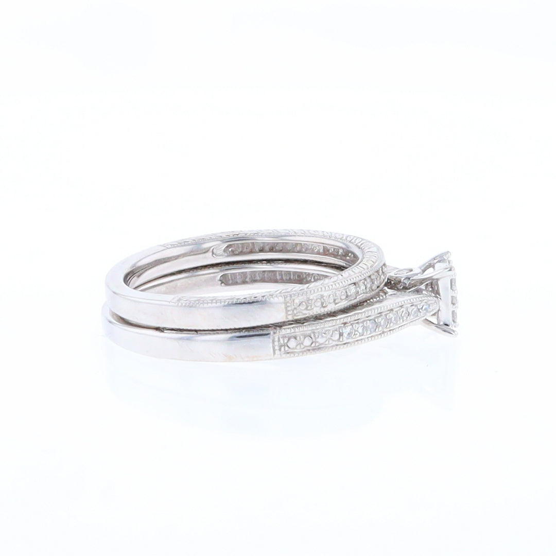 Fancy Engraved Diamond Wedding Set