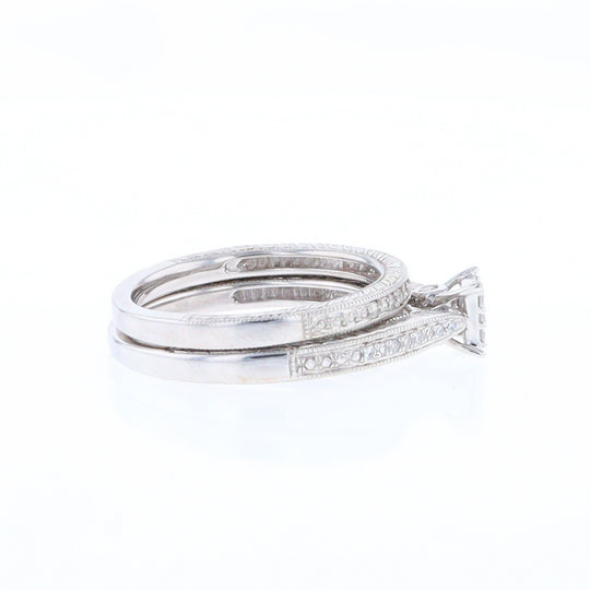 Fancy Engraved Diamond Wedding Set