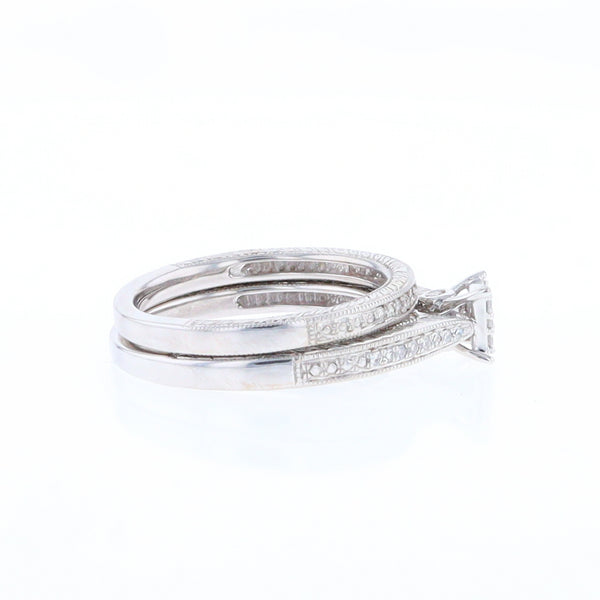 Fancy Engraved Diamond Wedding Set