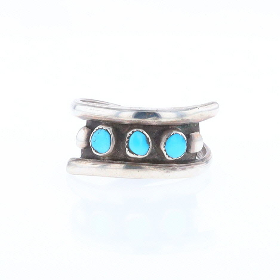 Round Turquoise Row Bypass Ring