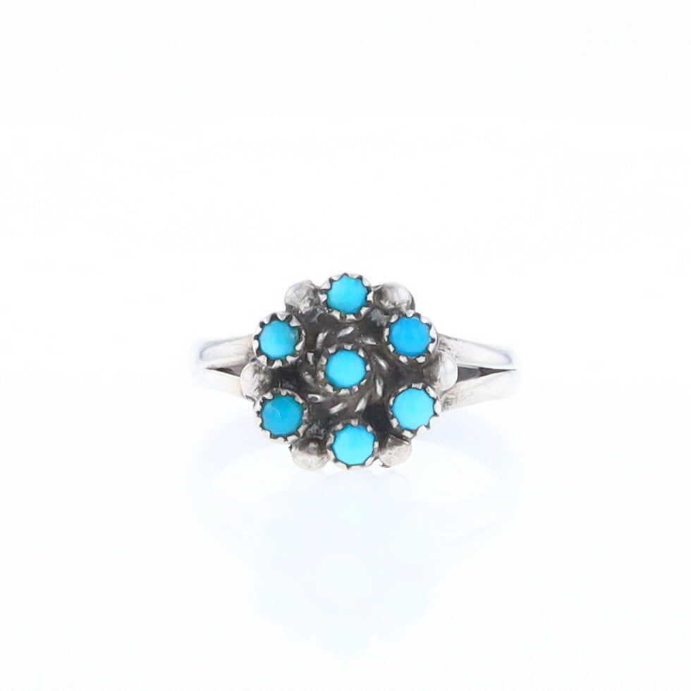 Round Turquoise Cluster Ring