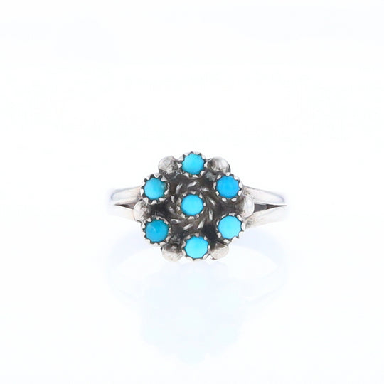 Round Turquoise Cluster Ring