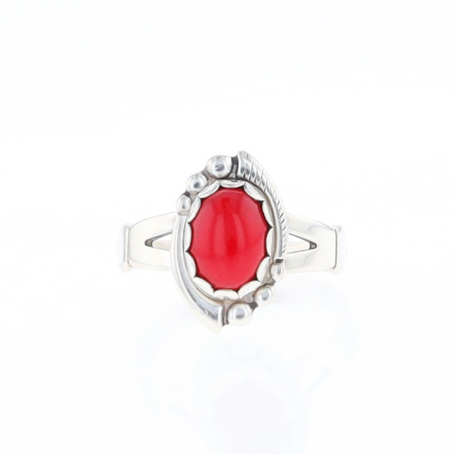 Native American Oval Coral Ring