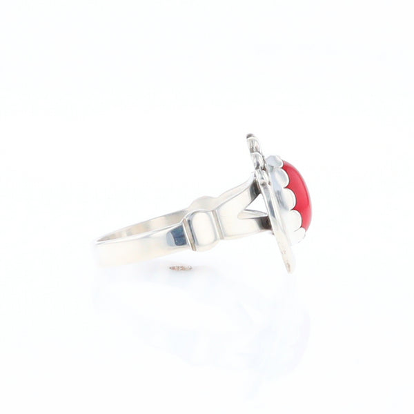 Native American Oval Coral Ring