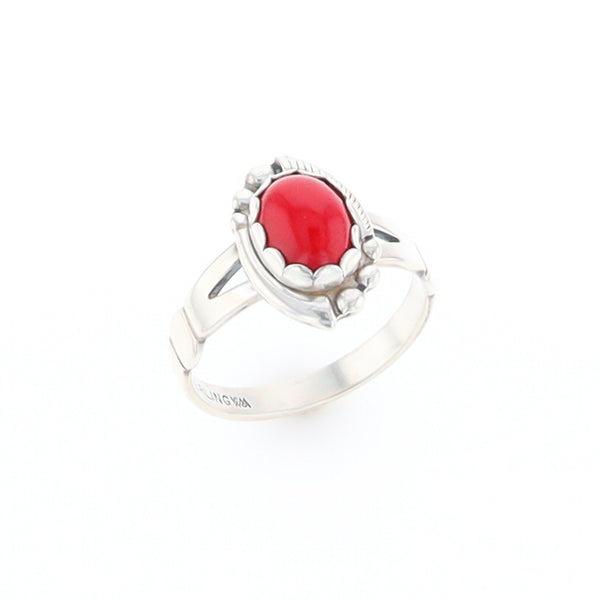 Native American Oval Coral Ring