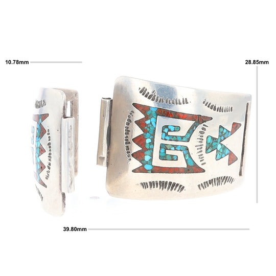 Native American Crushed Turquoise and Coral Watch Tips