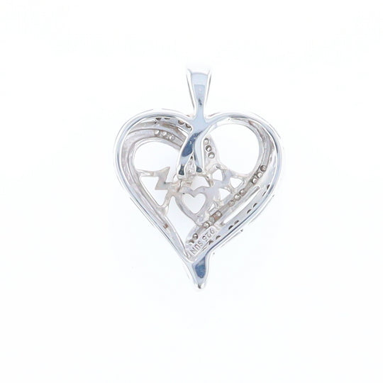 "MOM" Diamond Heart Pendant