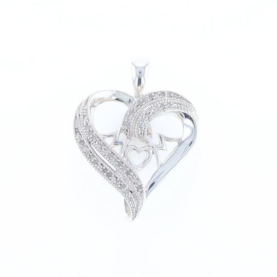 "MOM" Diamond Heart Pendant