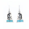 Turquoise Triangular Kokopelli Dangle Earrings