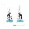 Turquoise Triangular Kokopelli Dangle Earrings