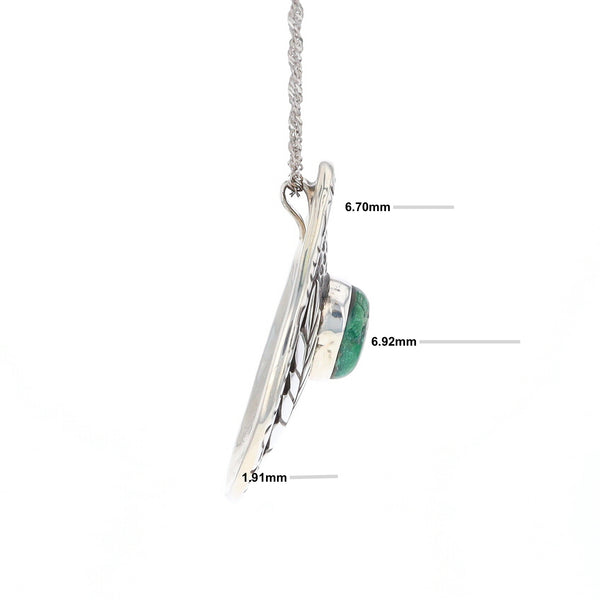 Native American Turquoise Double Leaf Sterling Silver Pendant