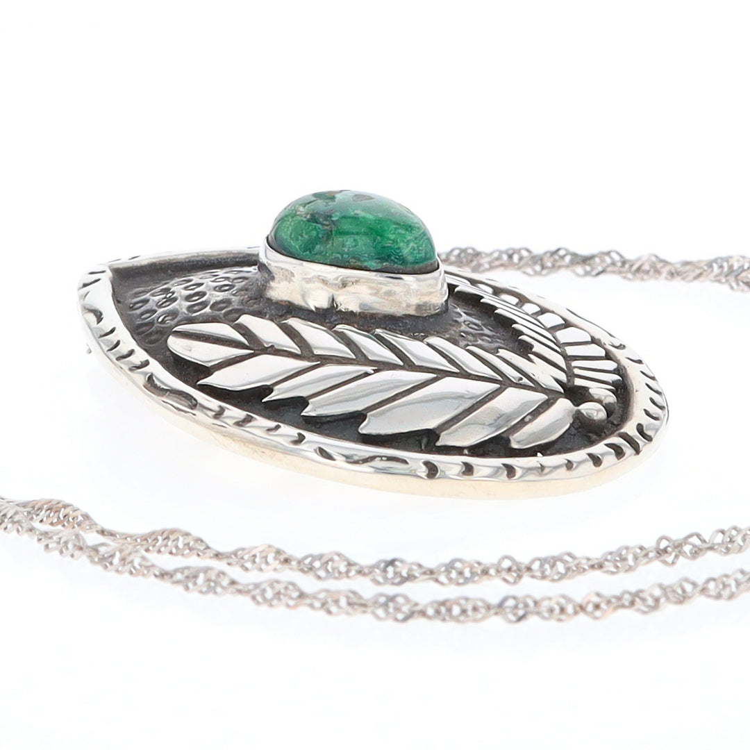 Native American Turquoise Double Leaf Sterling Silver Pendant