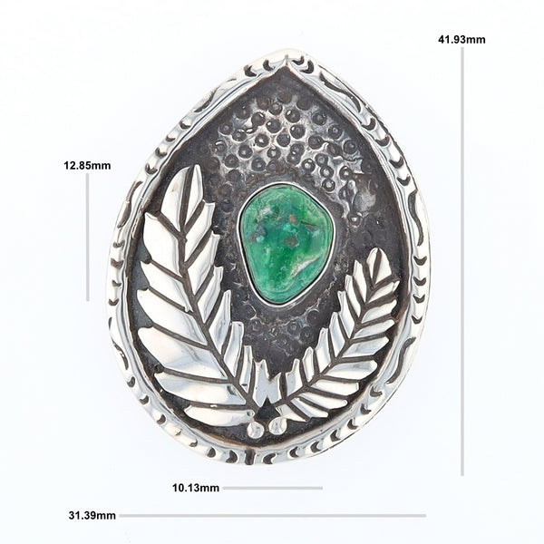 Native American Turquoise Double Leaf Sterling Silver Pendant