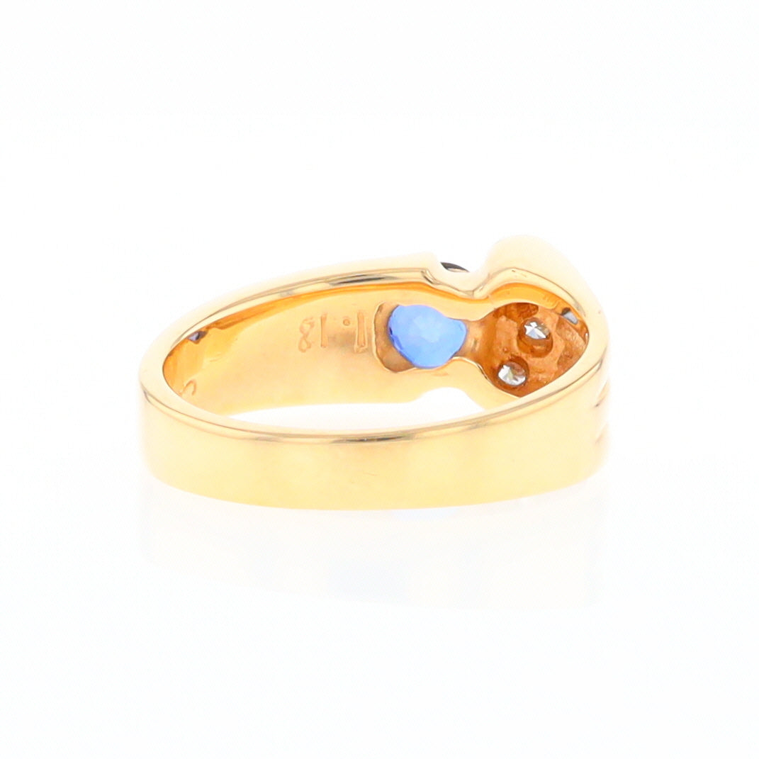 Turquoise Inlaid Ring with Sapphire and 0.23ctw Diamonds