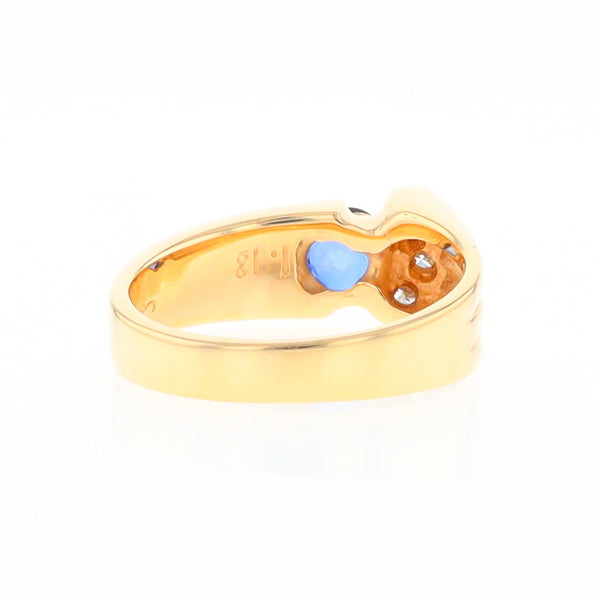 Turquoise Inlaid Ring with Sapphire and 0.23ctw Diamonds