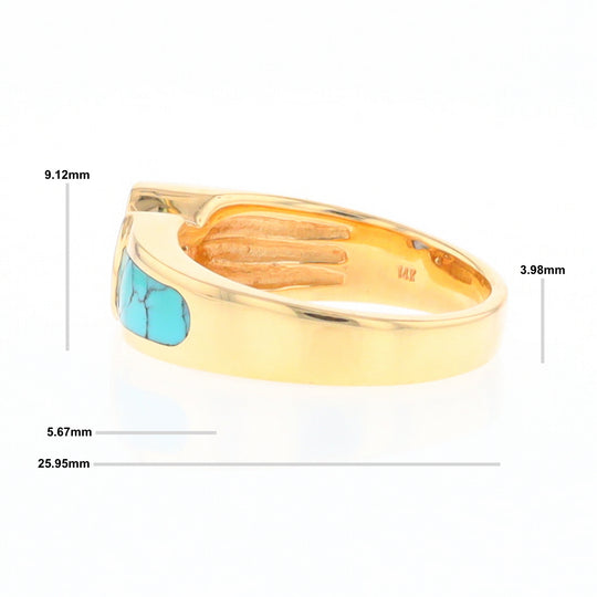 Turquoise Inlaid Ring with Sapphire and 0.23ctw Diamonds